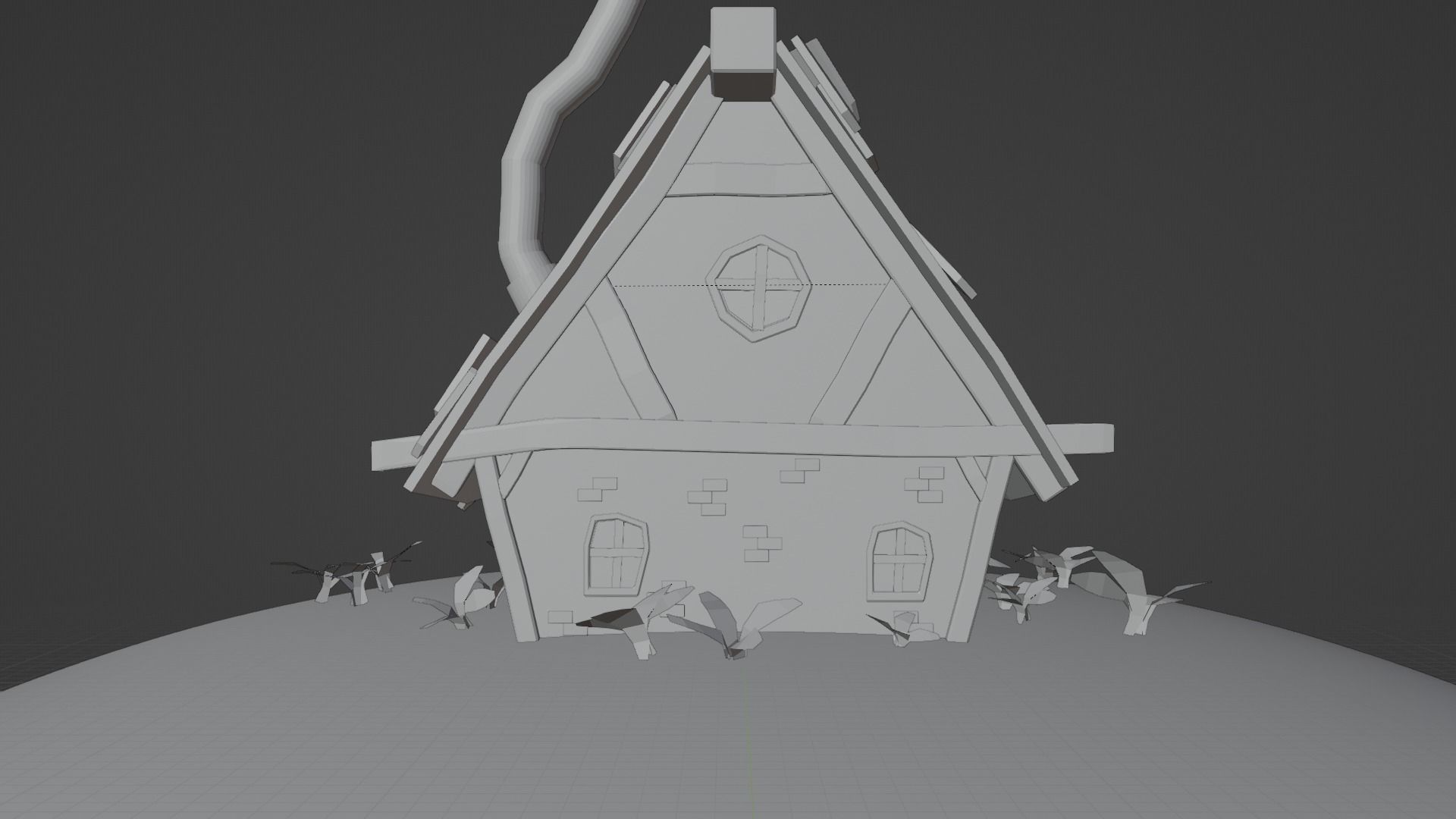 Old House Cottage-Low Poly Cartoon 3d Model Low-poly 3D model_23