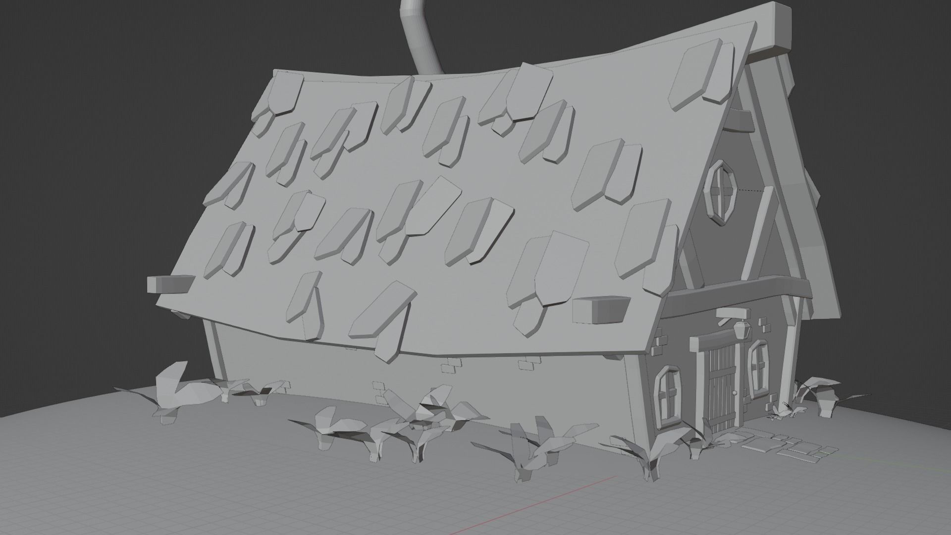 Old House Cottage-Low Poly Cartoon 3d Model Low-poly 3D model_7