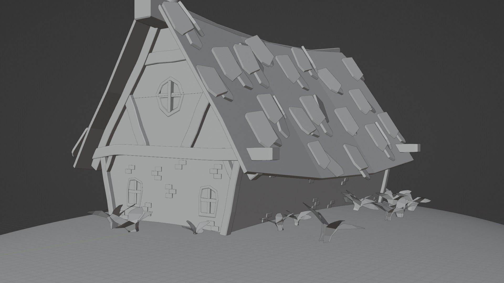 Old House Cottage-Low Poly Cartoon 3d Model Low-poly 3D model_3