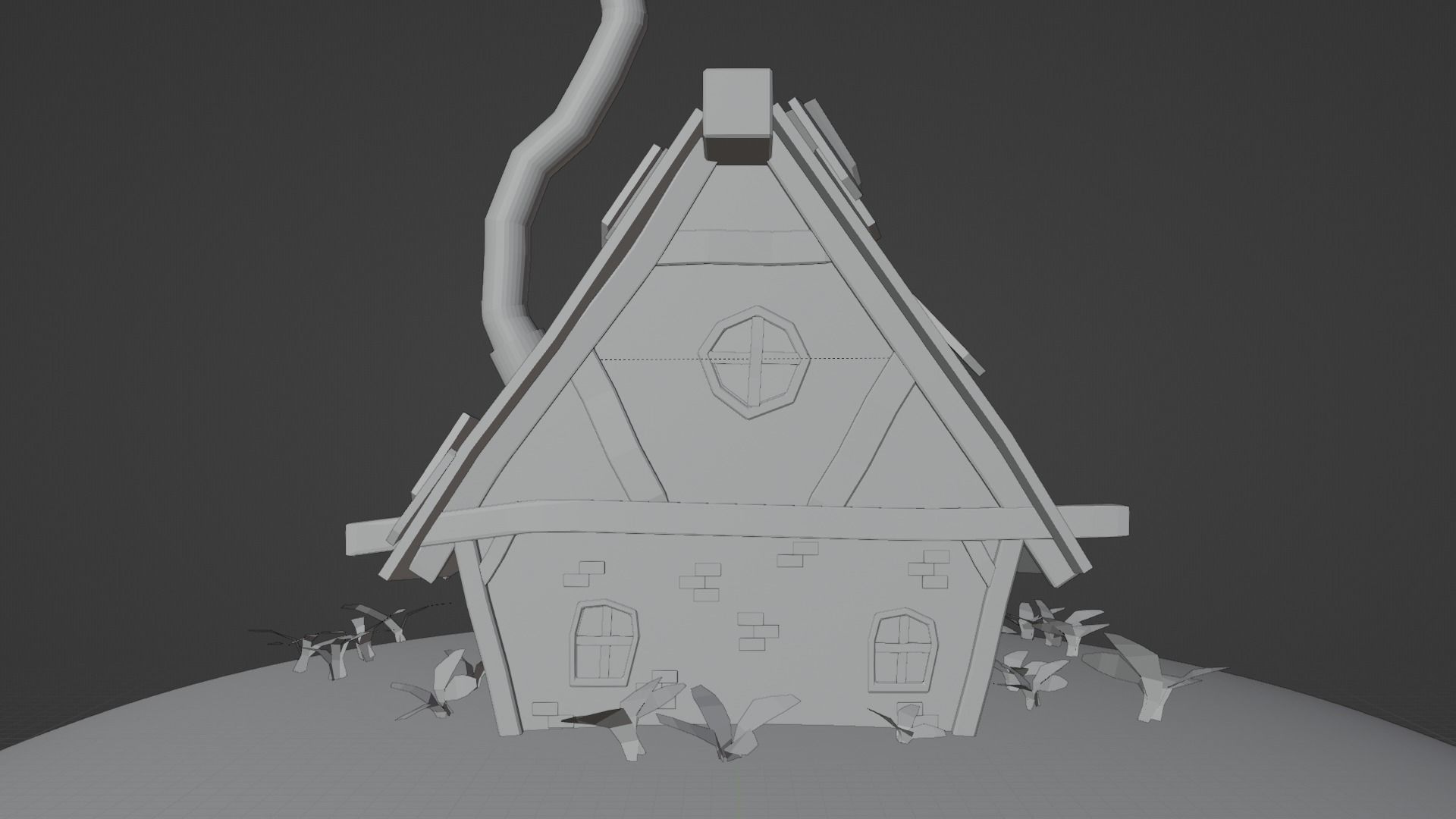 Old House Cottage-Low Poly Cartoon 3d Model Low-poly 3D model_1