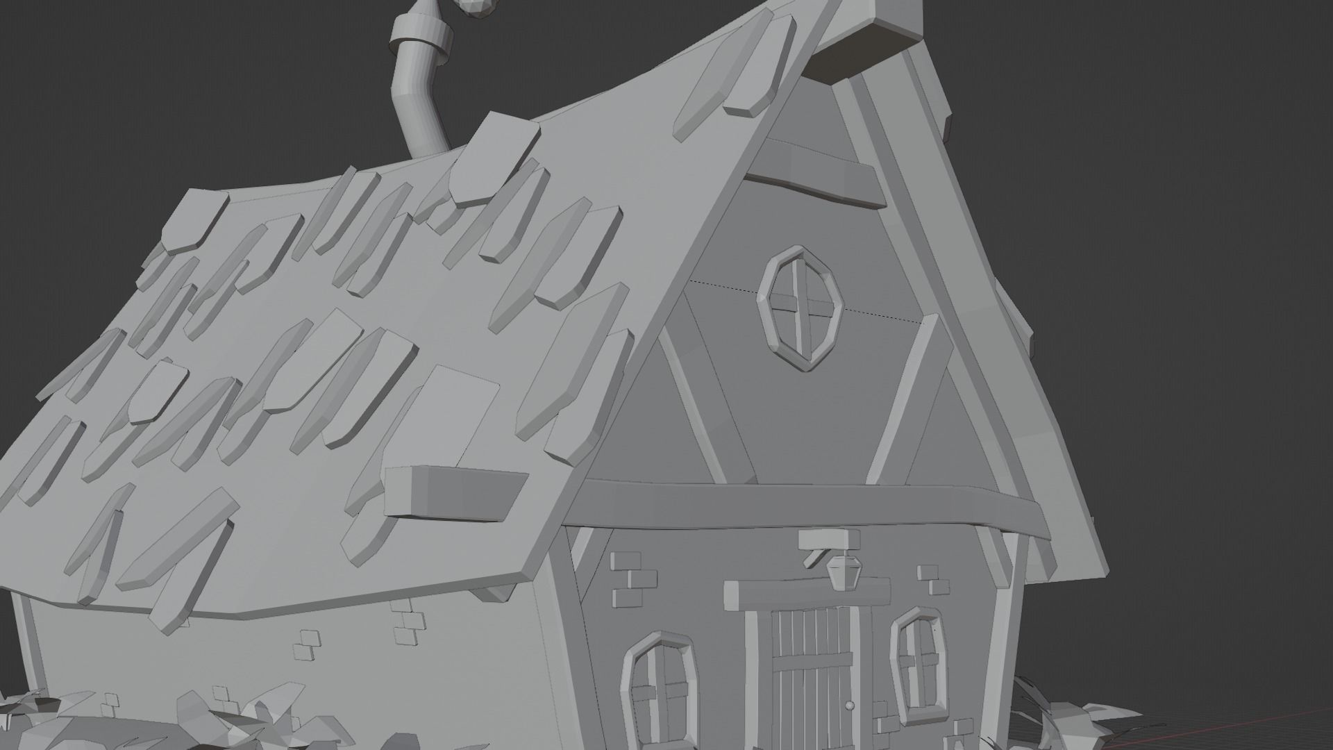 Old House Cottage-Low Poly Cartoon 3d Model Low-poly 3D model_20