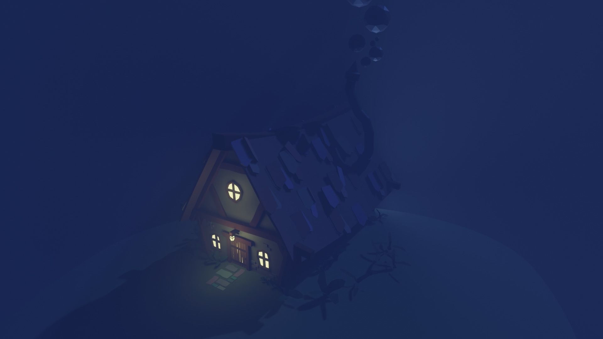 Old House Cottage-Low Poly Cartoon 3d Model Low-poly 3D model_8