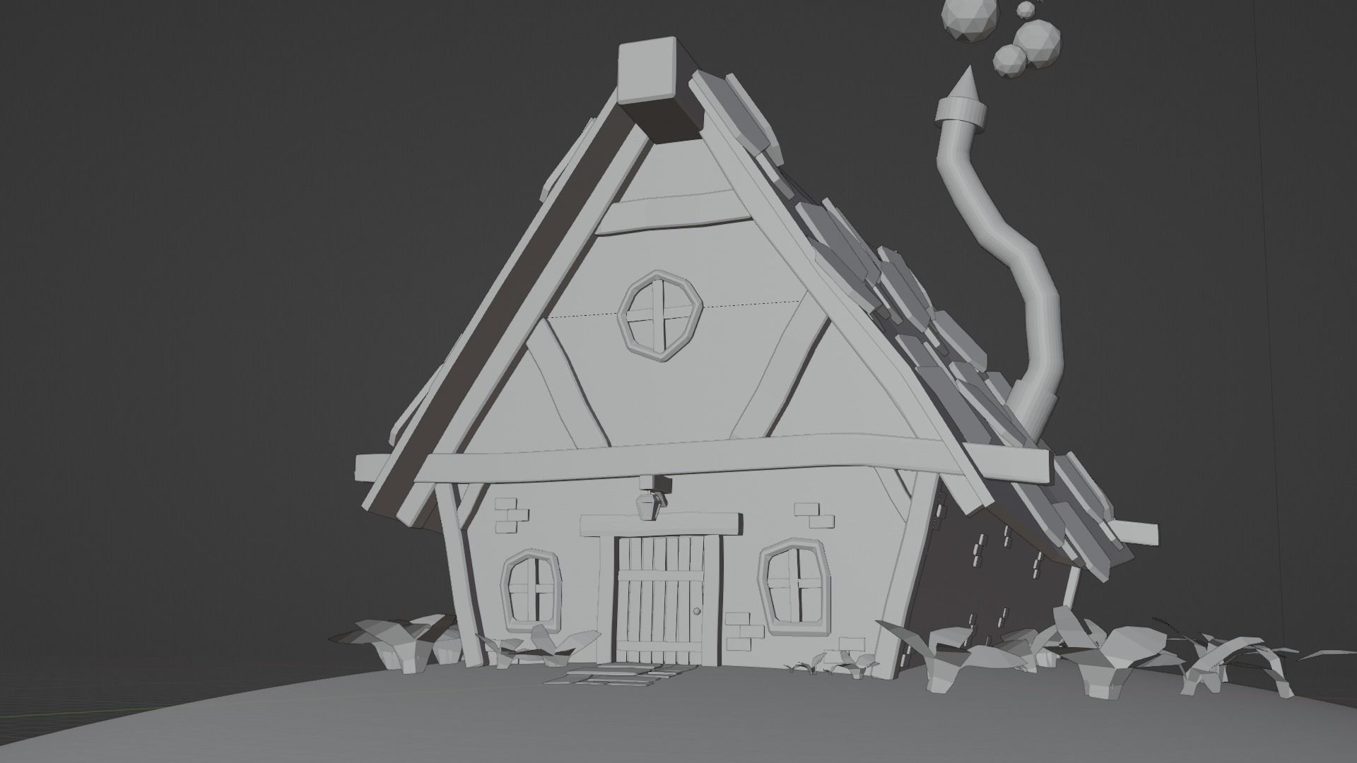 Old House Cottage-Low Poly Cartoon 3d Model Low-poly 3D model_9