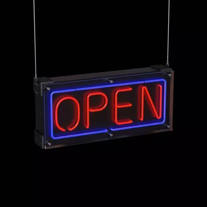 Restaurant   Fluorescent Neon Sign 3D model_0