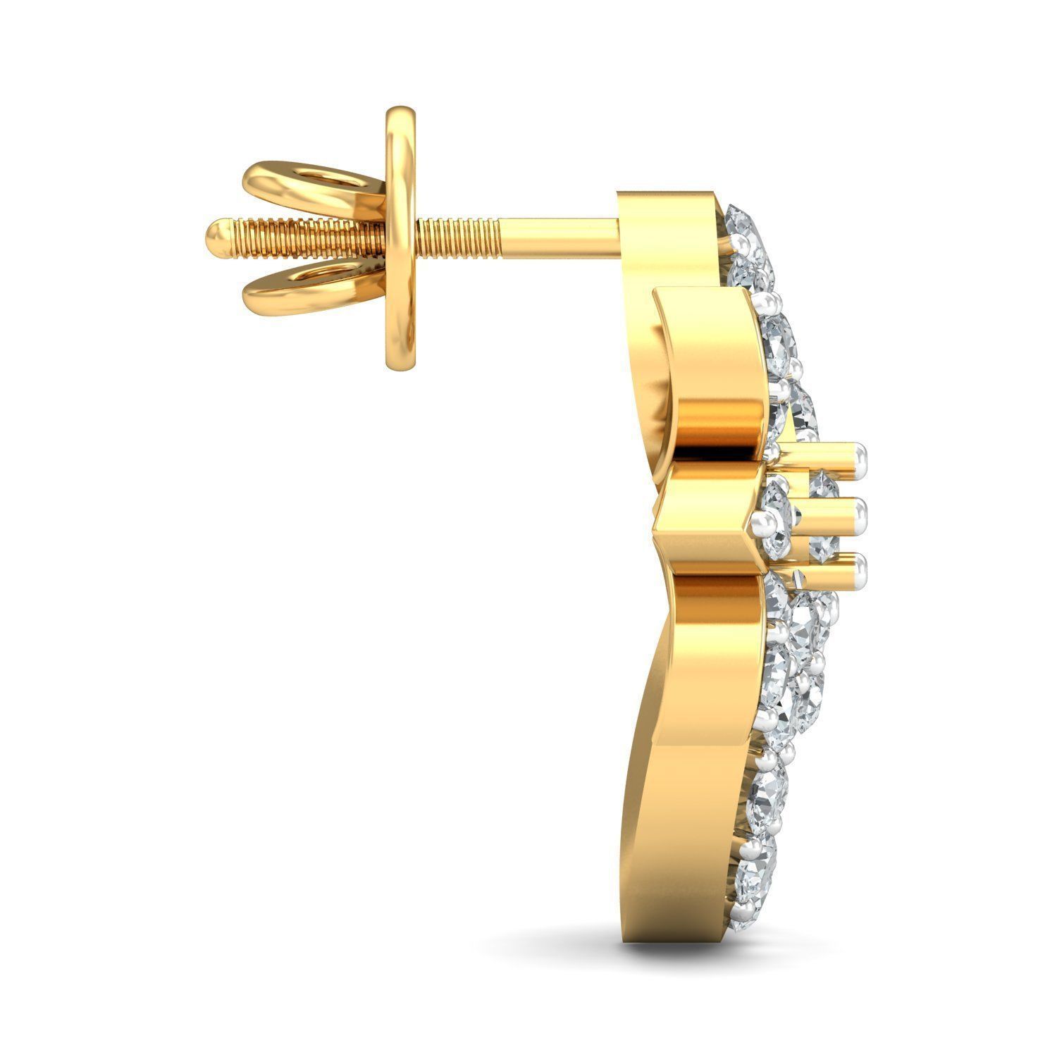 Solitaire Women Diamond Earring 3dm STL OBJ FBX Render Details 3D print model_2