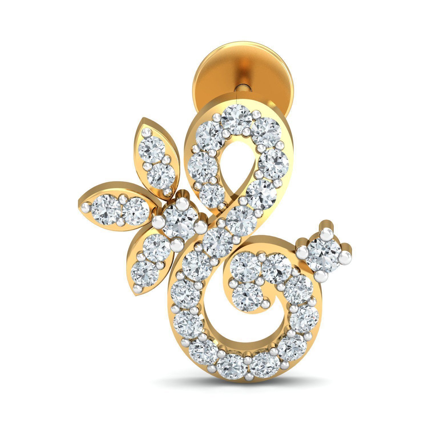 Solitaire Women Diamond Earring 3dm STL OBJ FBX Render Details 3D print model_1