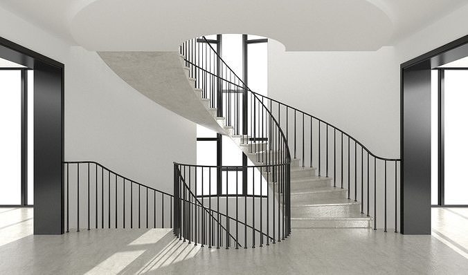 Spiral stairs hall interior  3D model
