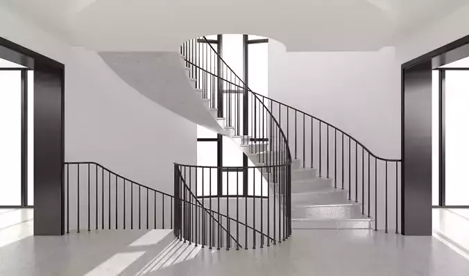 Spiral stairs hall interior  3D model
