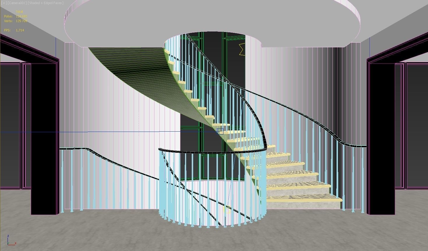 Spiral stairs hall interior 3D model_6