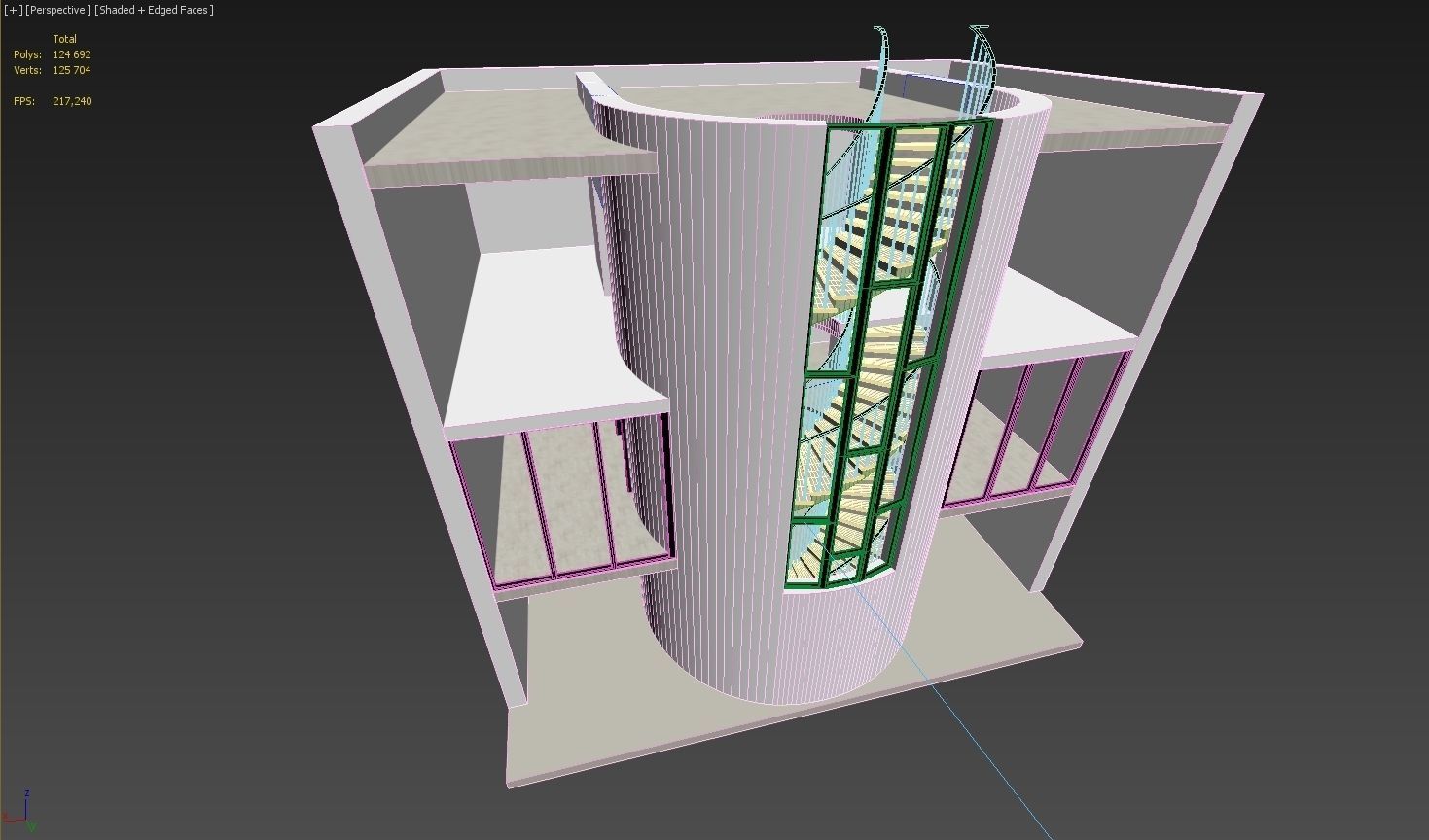 Spiral stairs hall interior 3D model_5