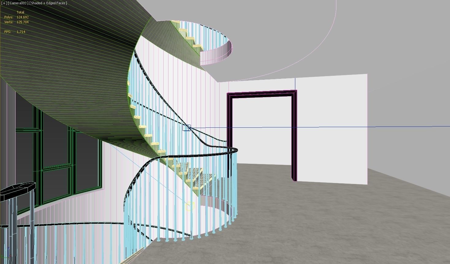 Spiral stairs hall interior 3D model_7