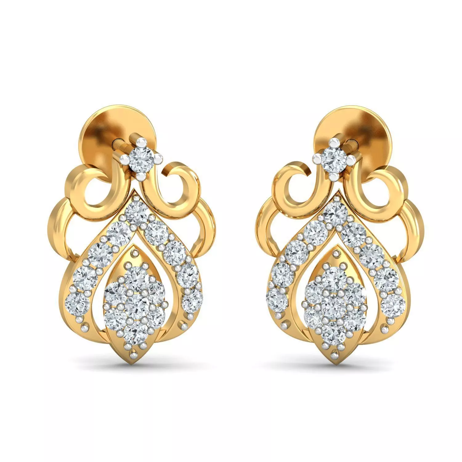 Solitaire Women Diamond Earring 3dm STL OBJ FBX Render Details 3D print model