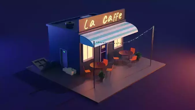 Low poly cafe
