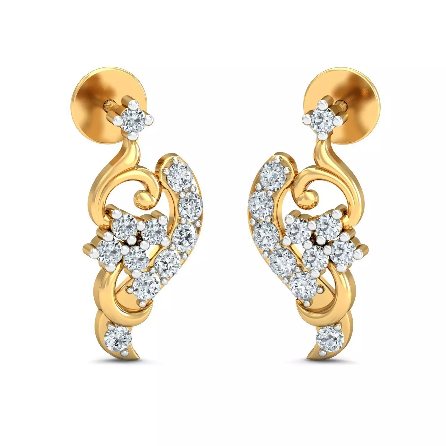 Solitaire Women Diamond Earring 3dm STL OBJ FBX Render Details 3D print model