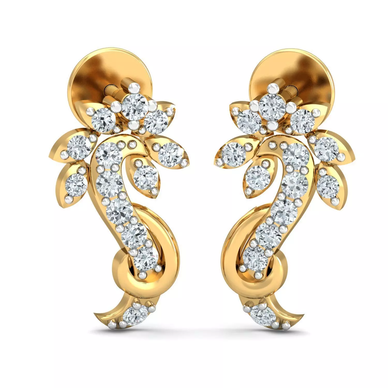 Solitaire Women Diamond Earring 3dm STL OBJ FBX Render Details 3D print model