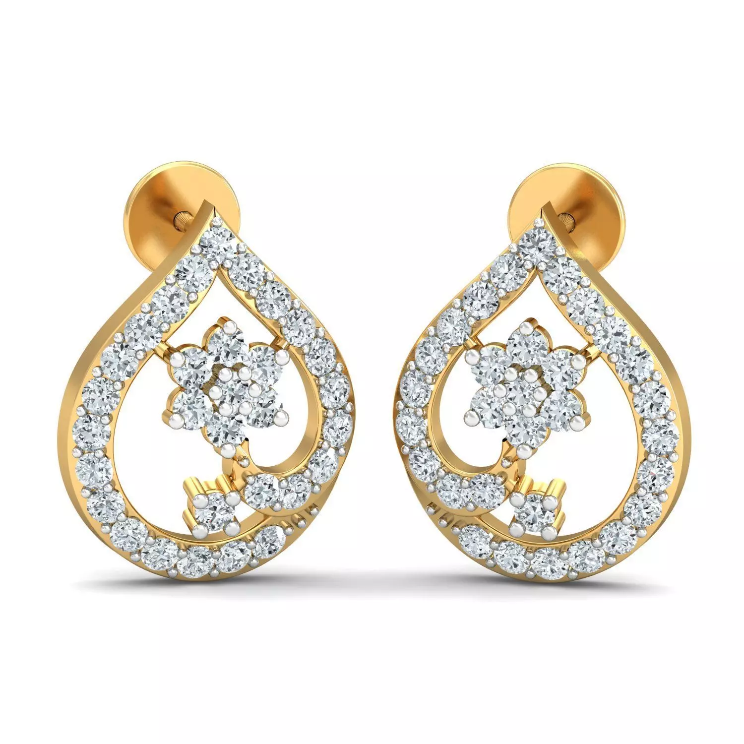 Solitaire Women Diamond Earring 3dm STL OBJ FBX Render Details 3D print model