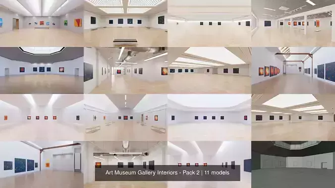 Art Museum Gallery Interiors - Pack 2 3D Model Collection