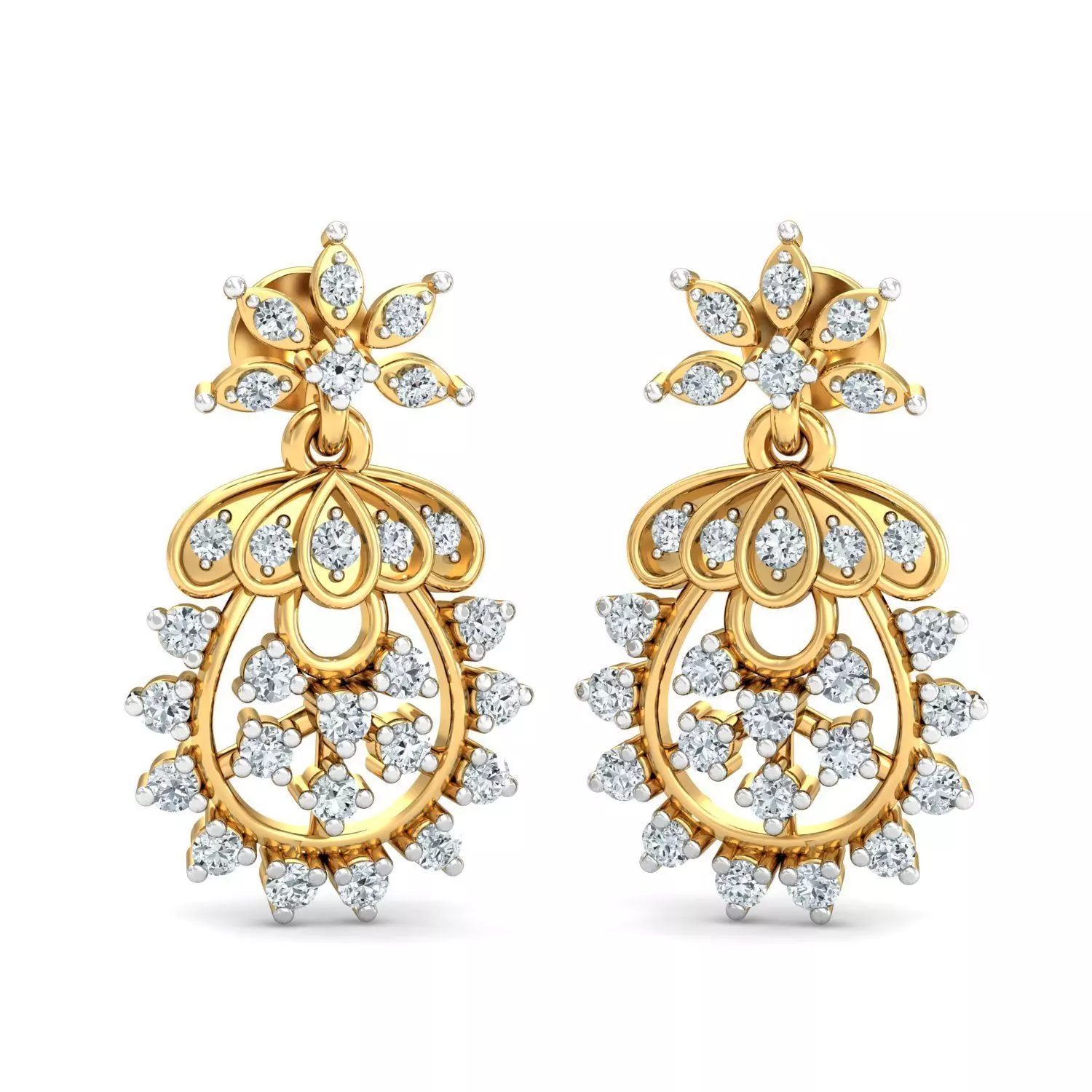 Solitaire Women Diamond Earring 3dm STL OBJ FBX Render Details 3D print model
