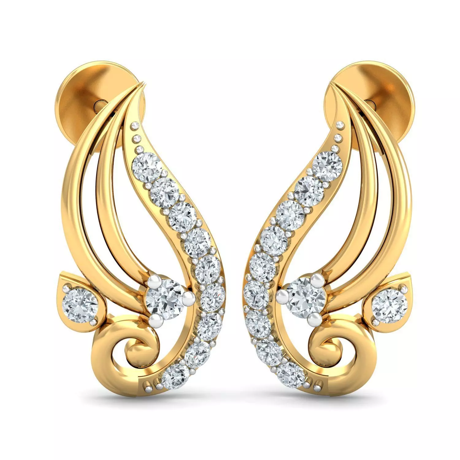 Solitaire Women Diamond Earring 3dm STL OBJ FBX Render Details 3D print model