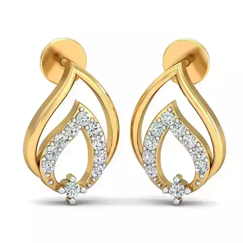 Solitaire Women Diamond Earring 3dm STL OBJ FBX Render Details