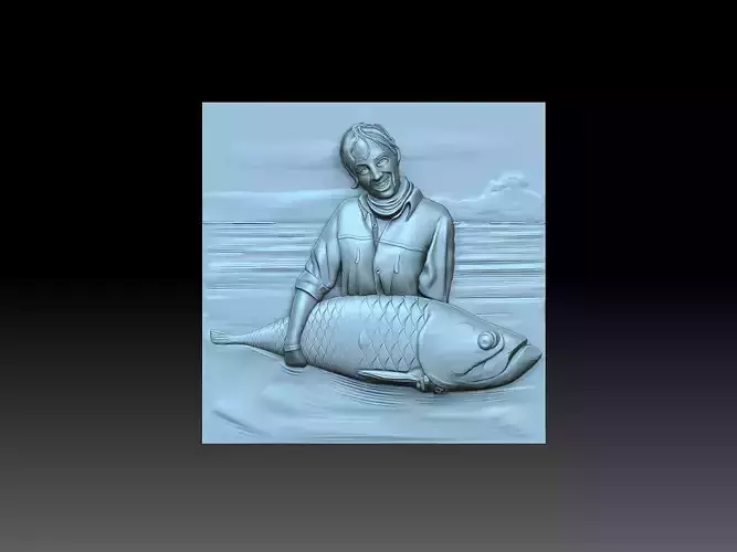 Girl and fish 3D print model