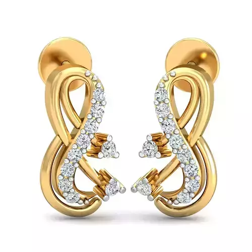 Solitaire Women Diamond Earring 3dm STL OBJ FBX Render Details
