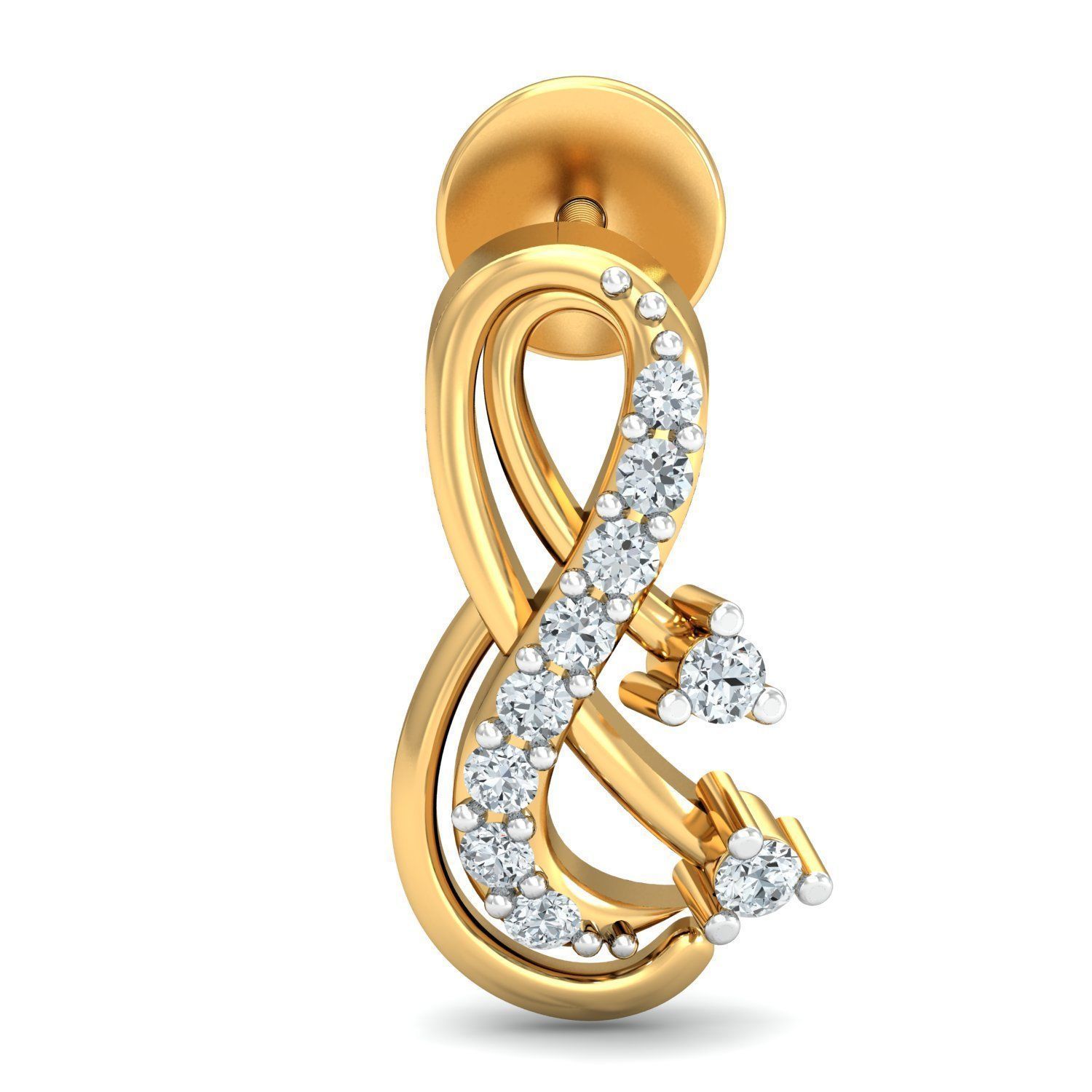 Solitaire Women Diamond Earring 3dm STL OBJ FBX Render Details 3D print model_1