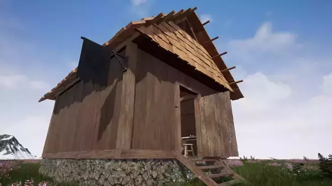 Wooden House Low-poly 3D model