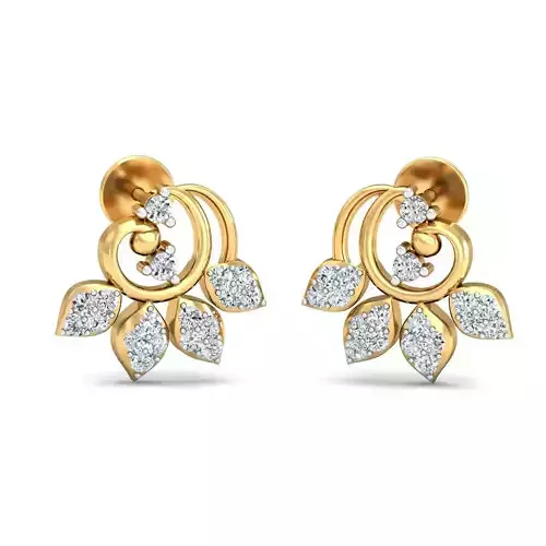 Solitaire Women Diamond Earring 3dm STL OBJ FBX Render Details