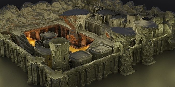 Underground Dwarf Settlement Tabletop Terrain 28 mm 3D print model