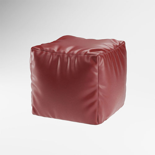 3d model pouff leather cube ottoman 3D model