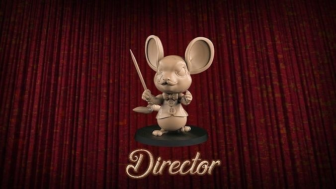 Director mouse holding baton 3D print model