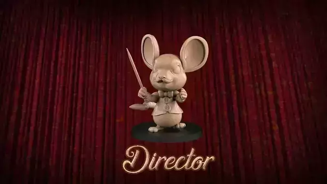 Director mouse holding baton 3D print model