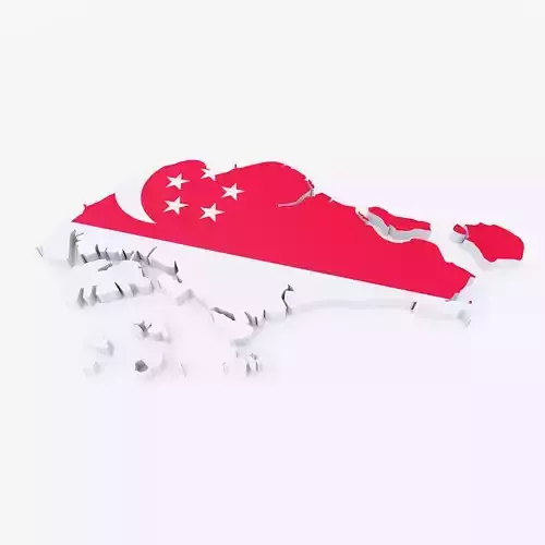 Singapore map lowpoly 3d model 