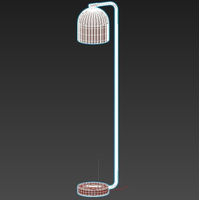 chivasso floor lamp with gold base and shade 3D model_2