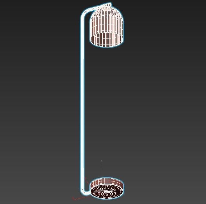 chivasso floor lamp with gold base and shade 3D model_3