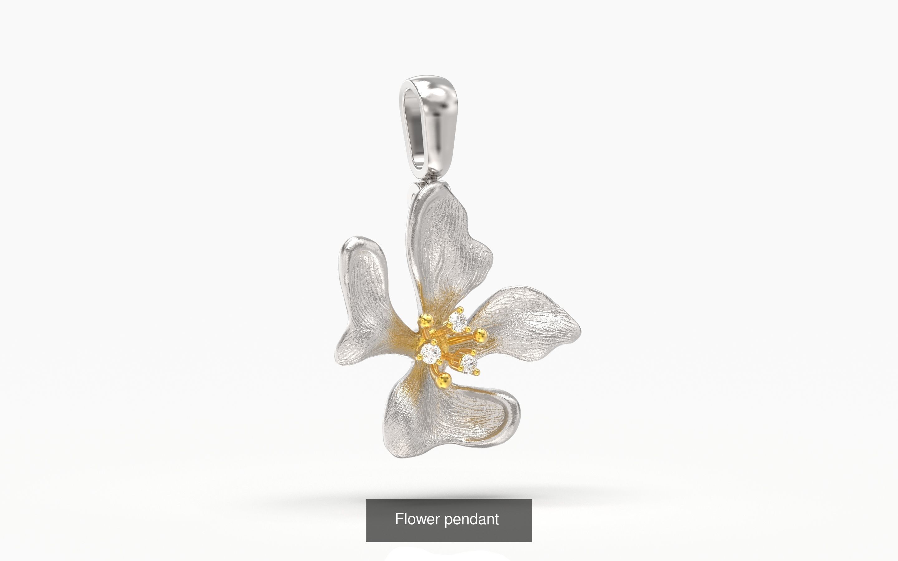 flower set ring with gold and diamonds 3D Model Collection_2