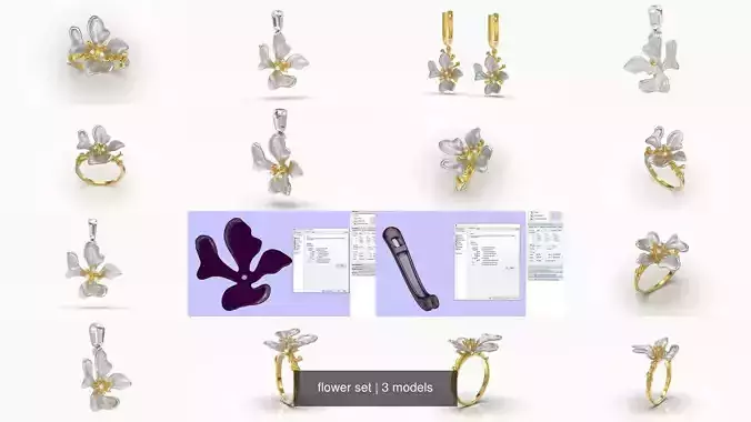 flower set ring with gold and diamonds