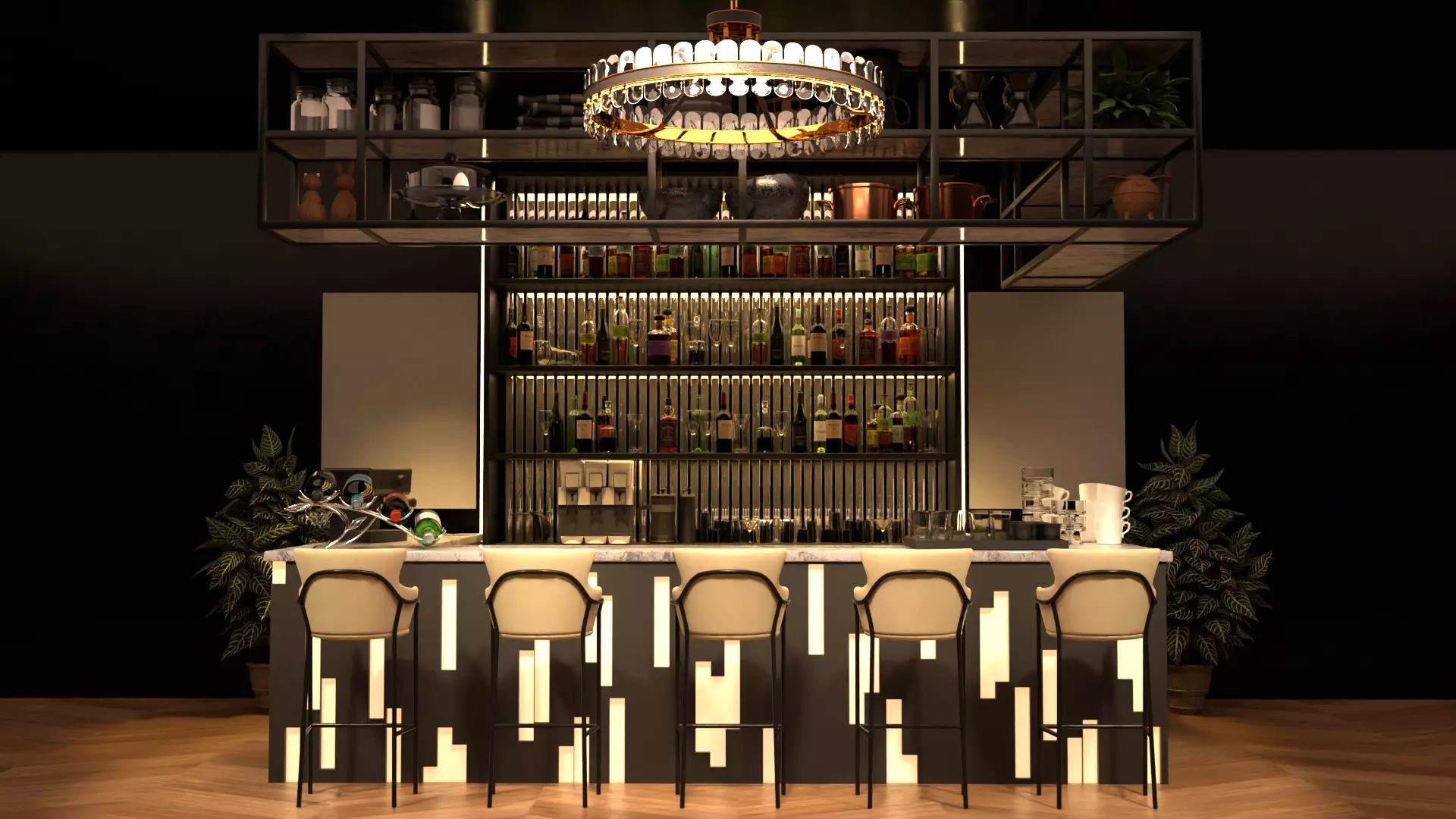 Night bar counter  3D model_0