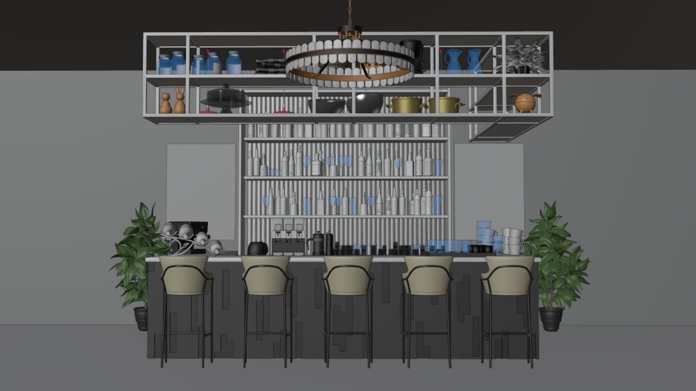 Night bar counter  3D model_1
