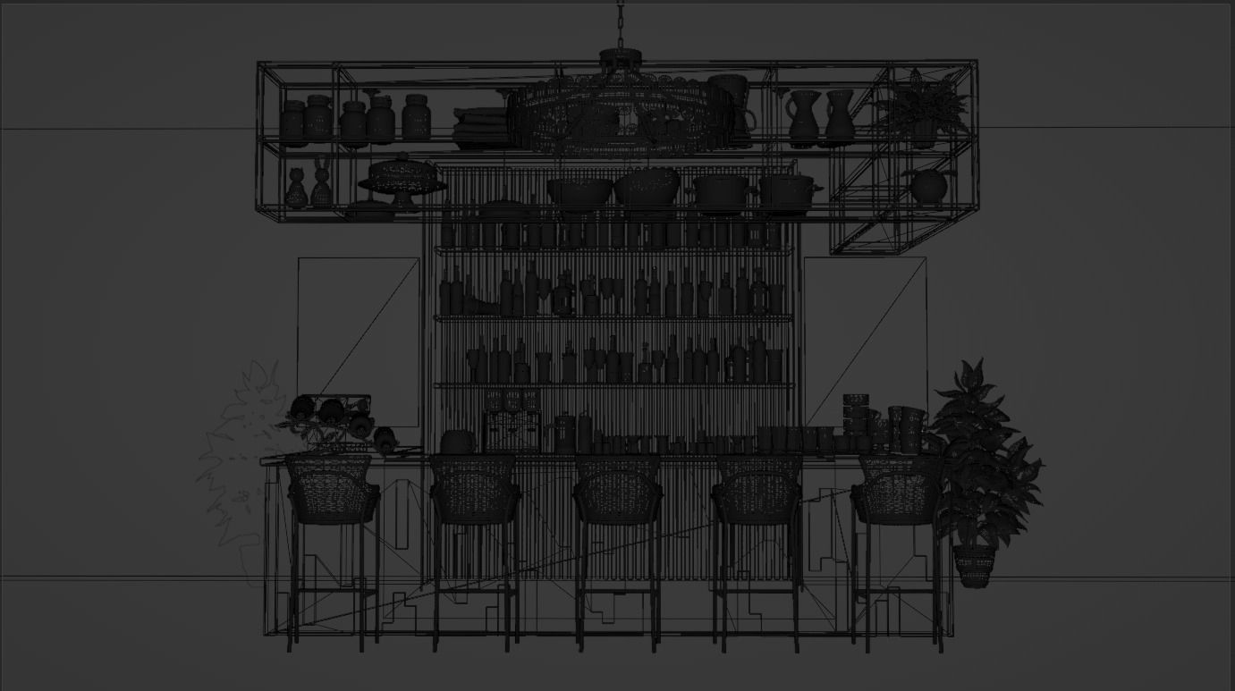 Night bar counter  3D model_2