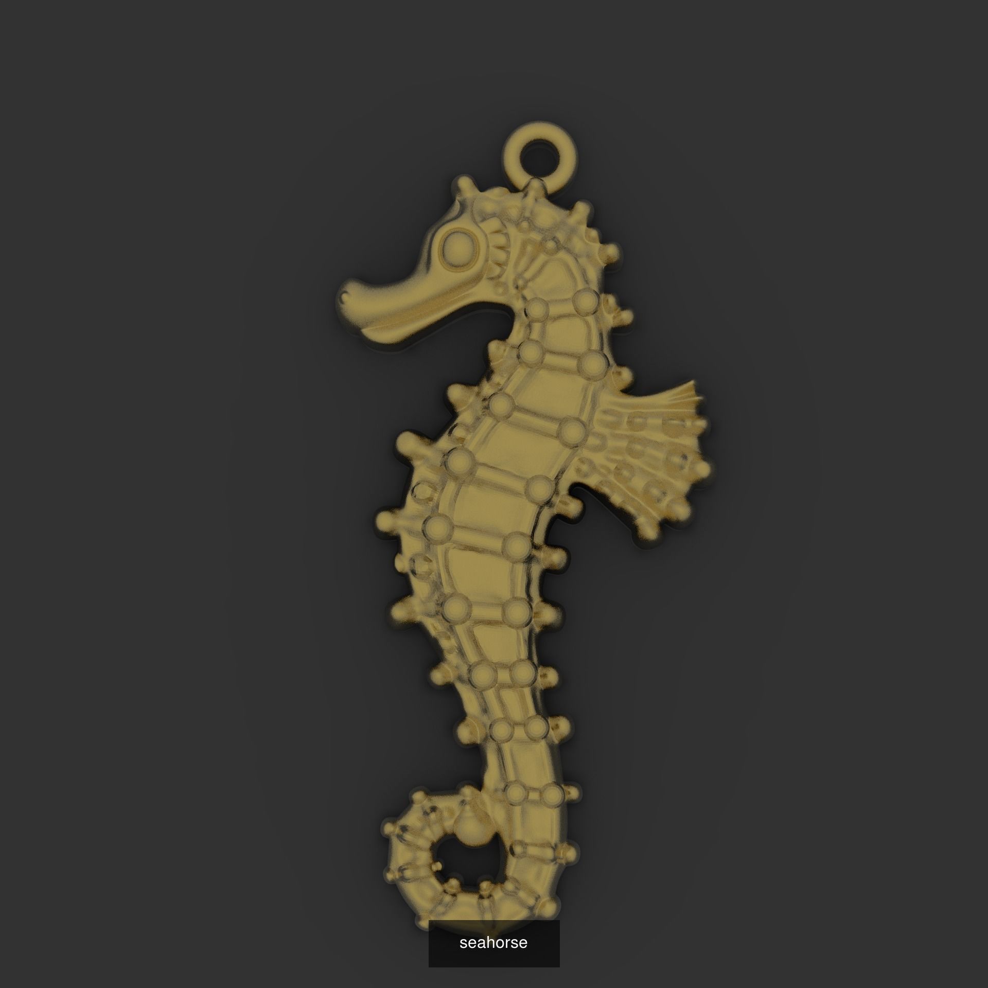 Sea Set gold seahorse 3D Model Collection_1
