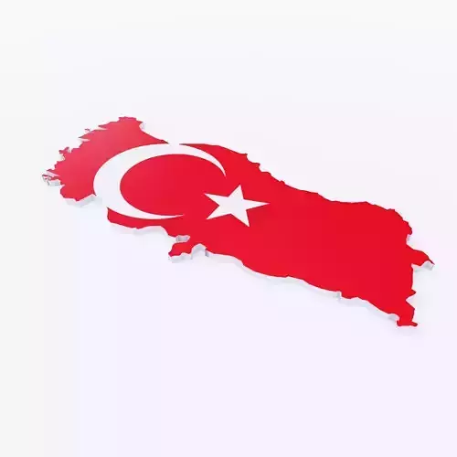 Turkey flag map lowpoly 3d model 