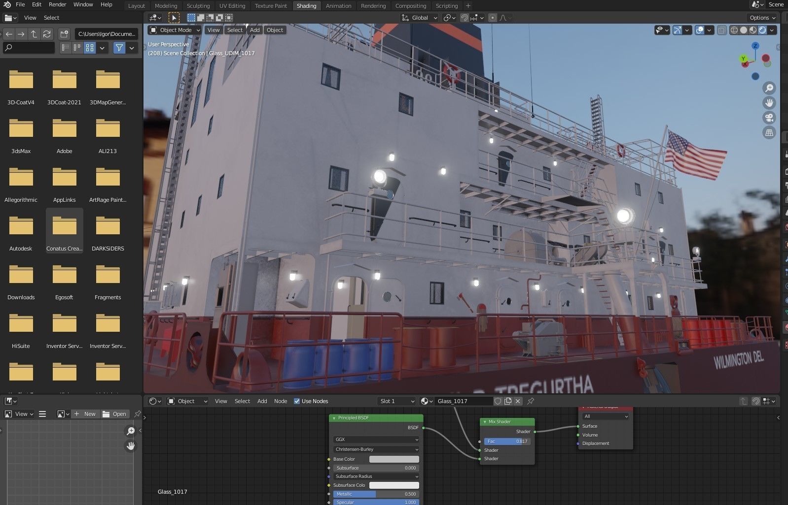 Great Lakes-based bulk carrier freighter 3D model_34