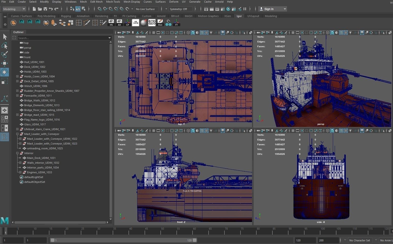 Great Lakes-based bulk carrier freighter 3D model_35