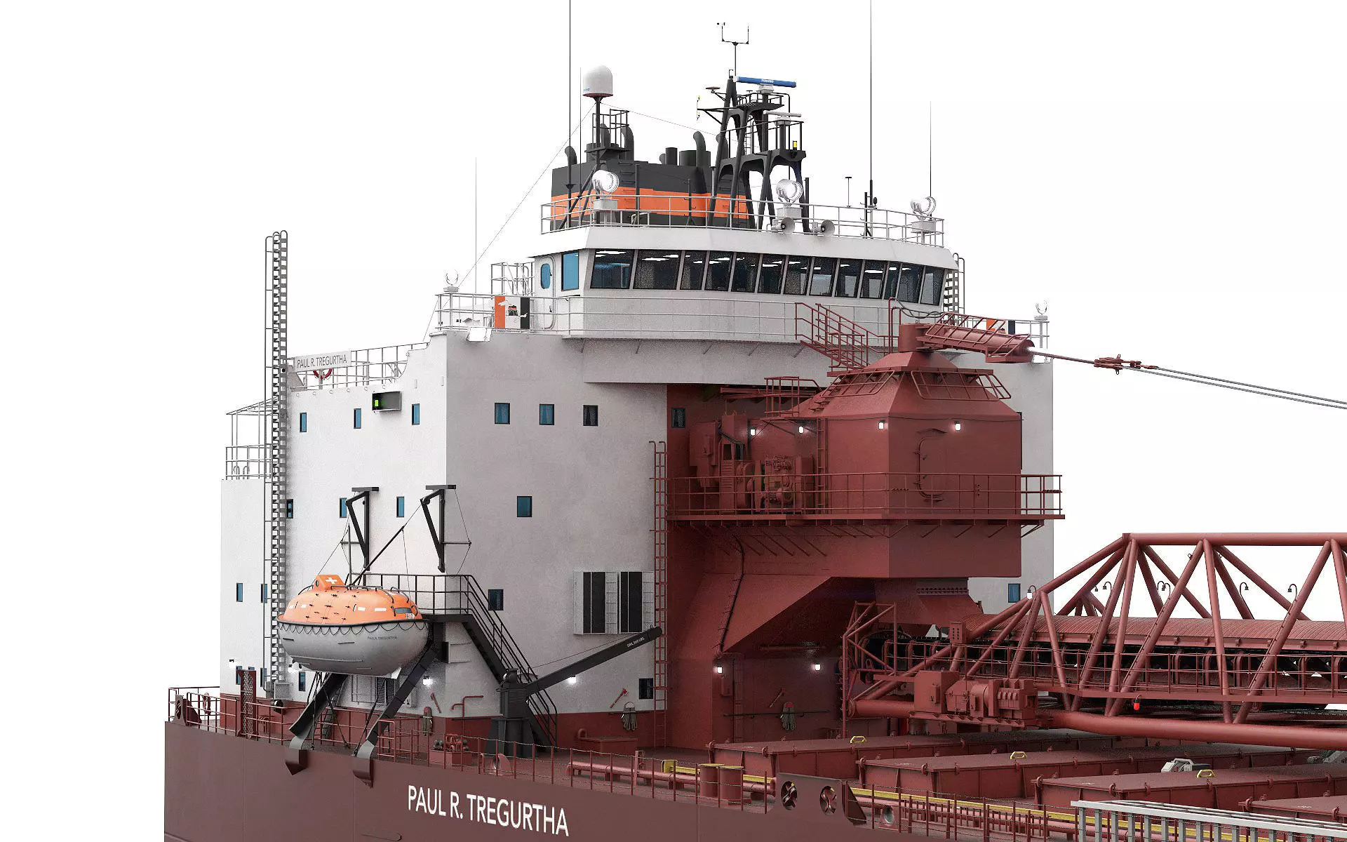 Great Lakes-based bulk carrier freighter 3D model_0