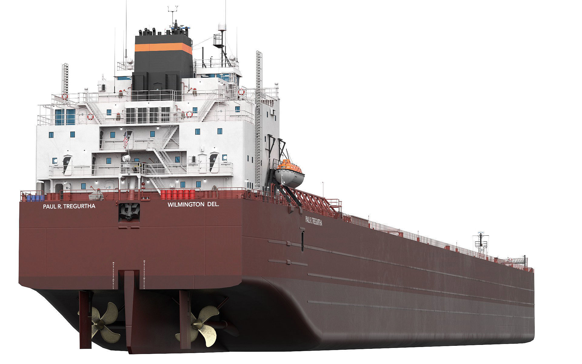Great Lakes-based bulk carrier freighter 3D model_3
