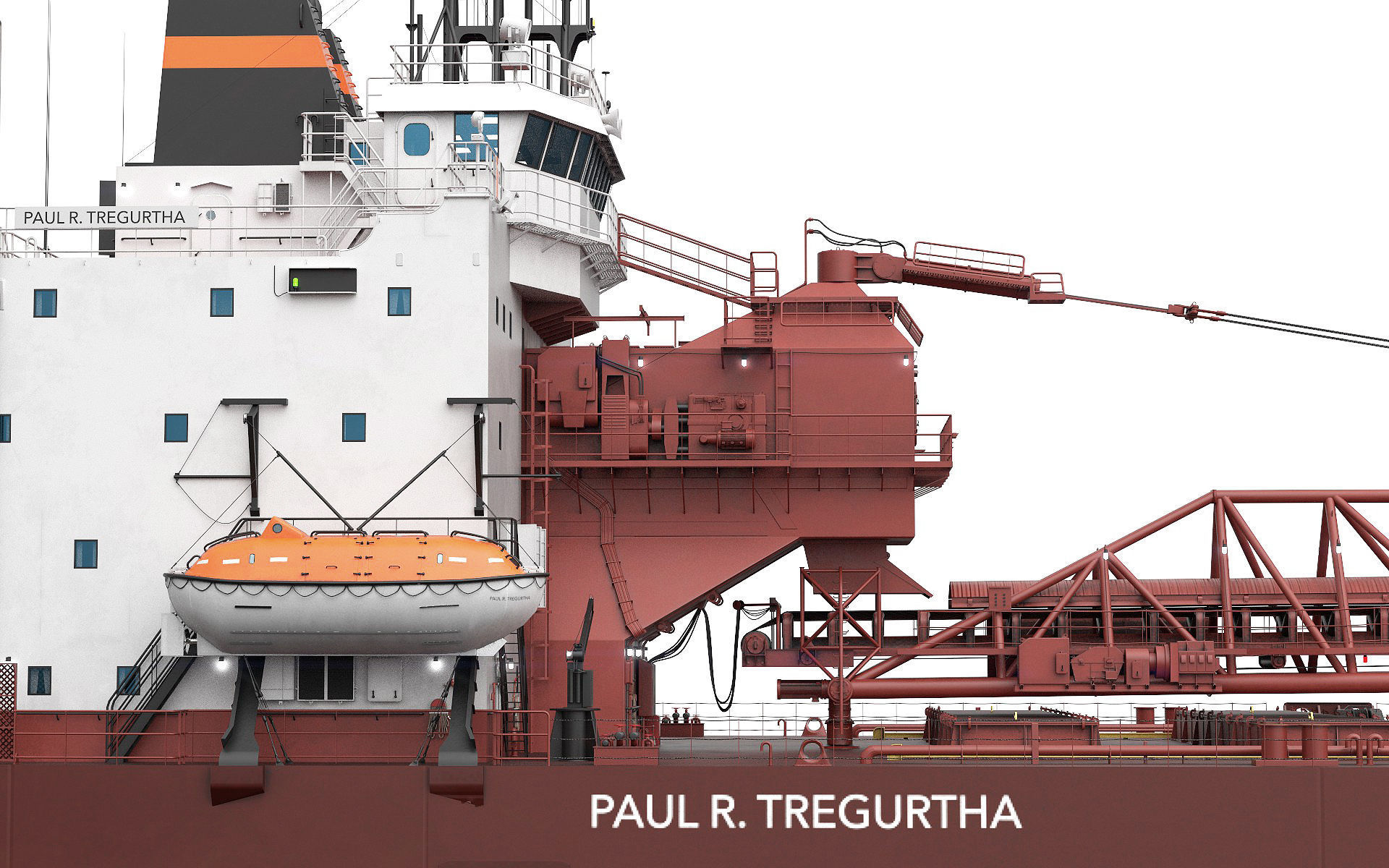 Great Lakes-based bulk carrier freighter 3D model_21