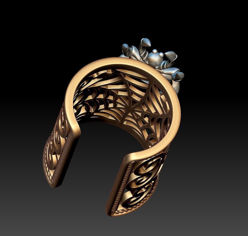 Spider and Web Ring KR 02 3D print model_17