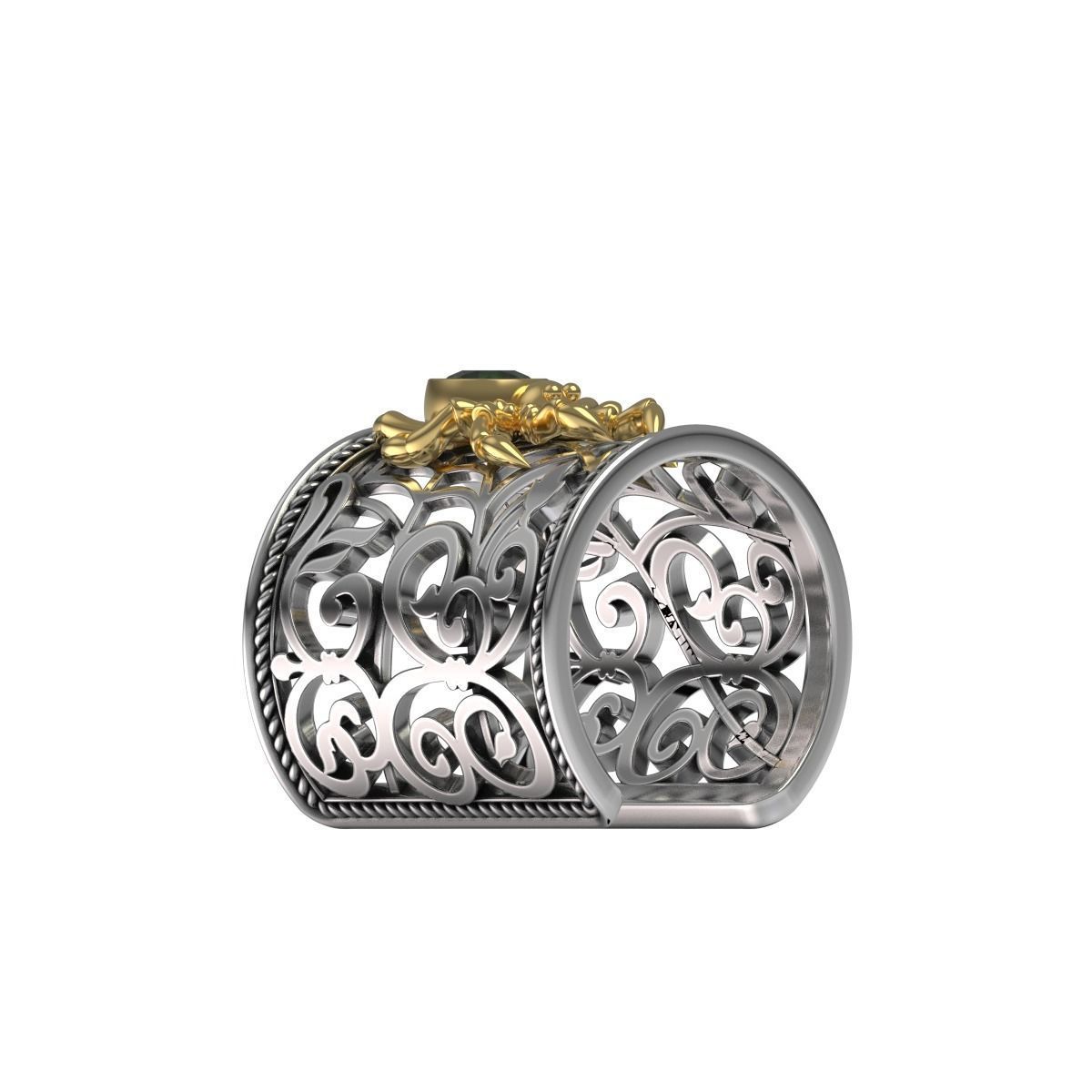 Spider and Web Ring KR 02 3D print model_5